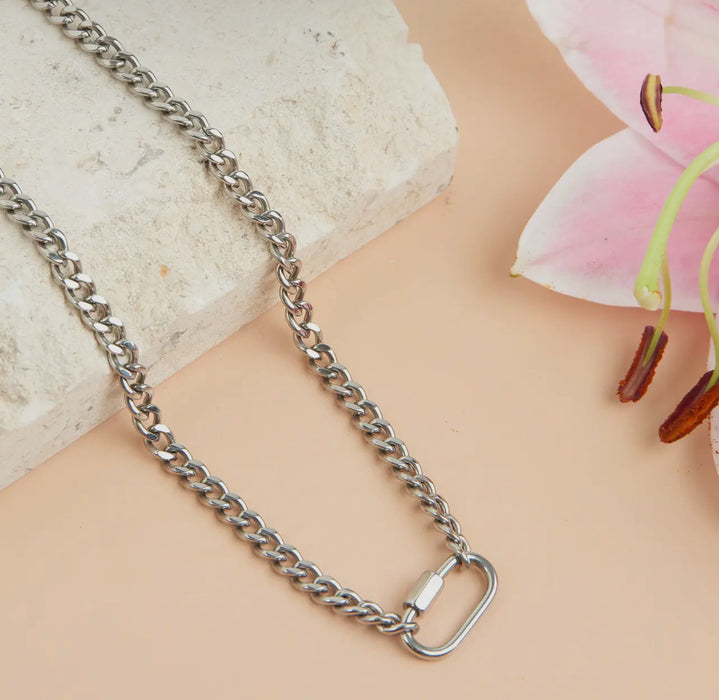 Waterproof Silver 16” Carabiner Necklace