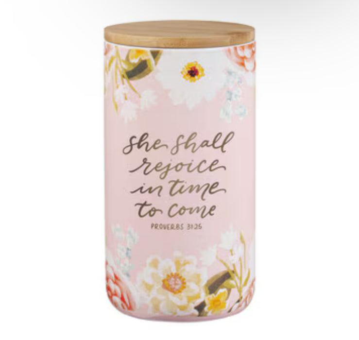 She Shall Rejoice Ceramic Gratitude Jar