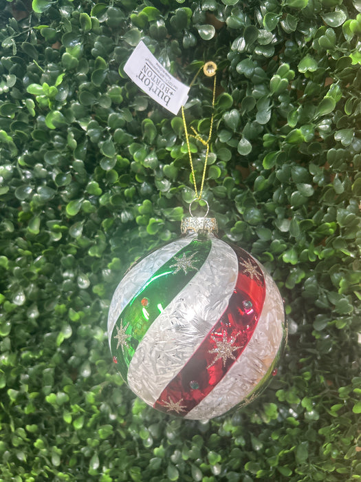 Red & Green Striped Ornament- 3 Styles!