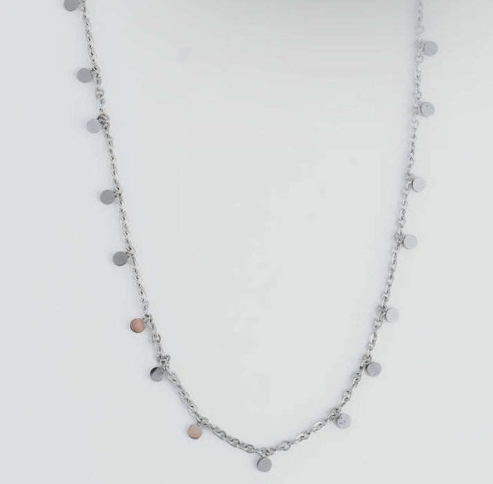 Waterproof Silver 16” Disc Chain Necklace