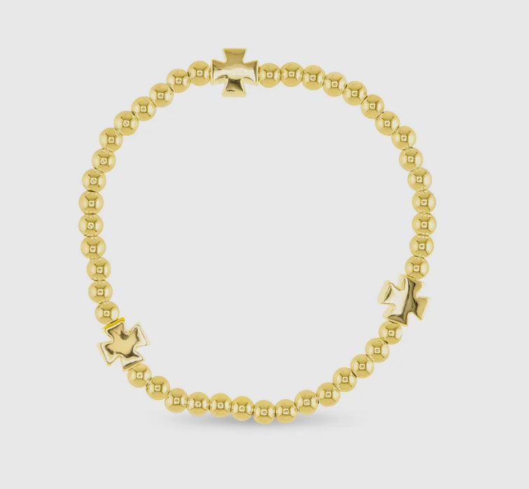 Gold Cross Stackable Beaded Bracelet