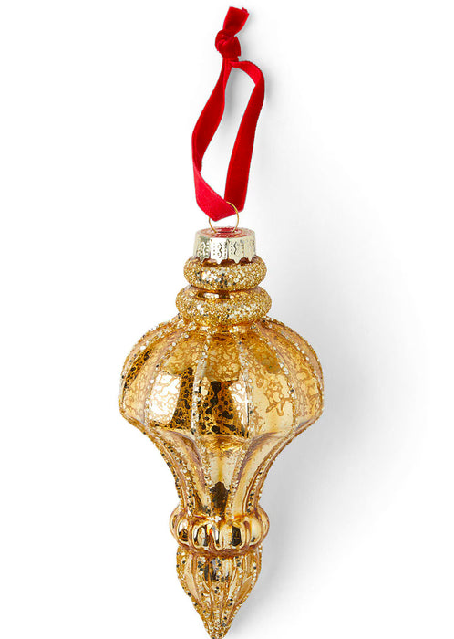 5" Christmas Gold Textured Final Glass Ornament