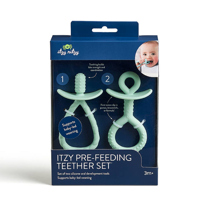 Itzy Pre-Feeding Teether Set™. Use as a teether or to introduce self feeding.