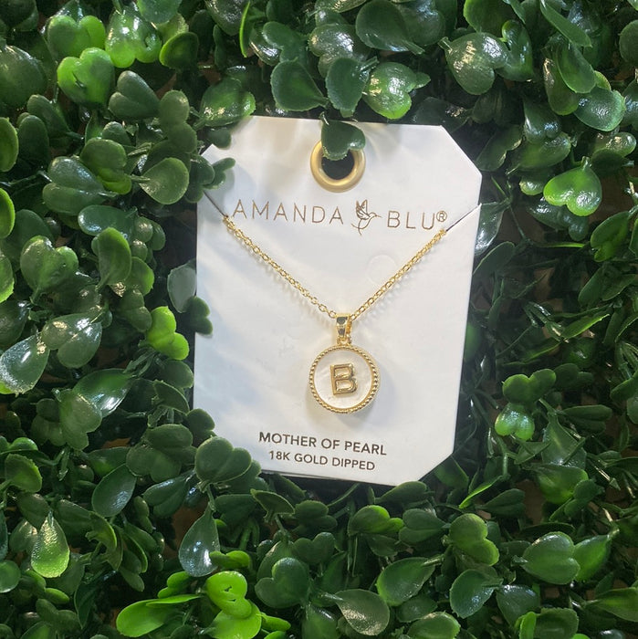 Mother of Pearl Initial Necklace
