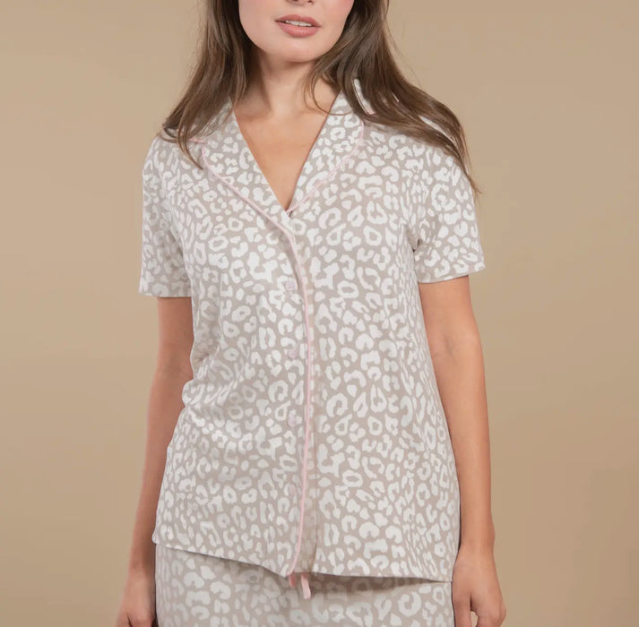 Taupe Leopard Pajama Top
