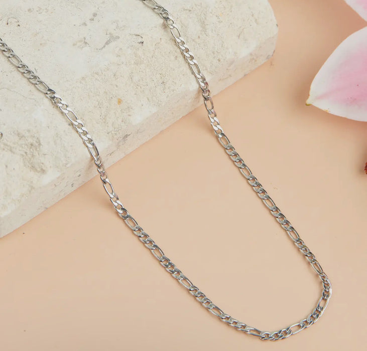 Waterproof Silver 16” Figaro Chain Necklace