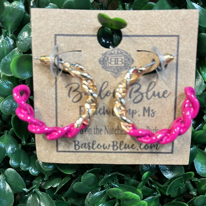 Multi Color Chain Hoop Earrings