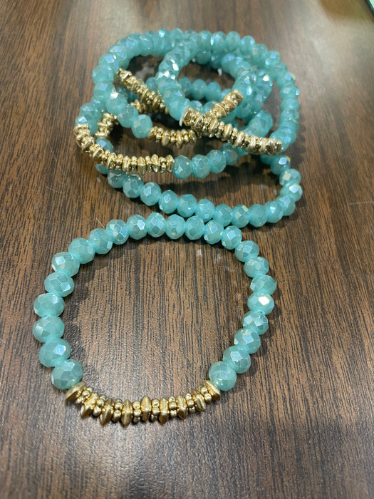 Rondelle Glass Bead Bracelets with Large Beads