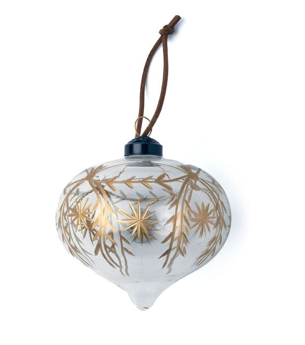 4" Christmas Etched Round Glass Ornament