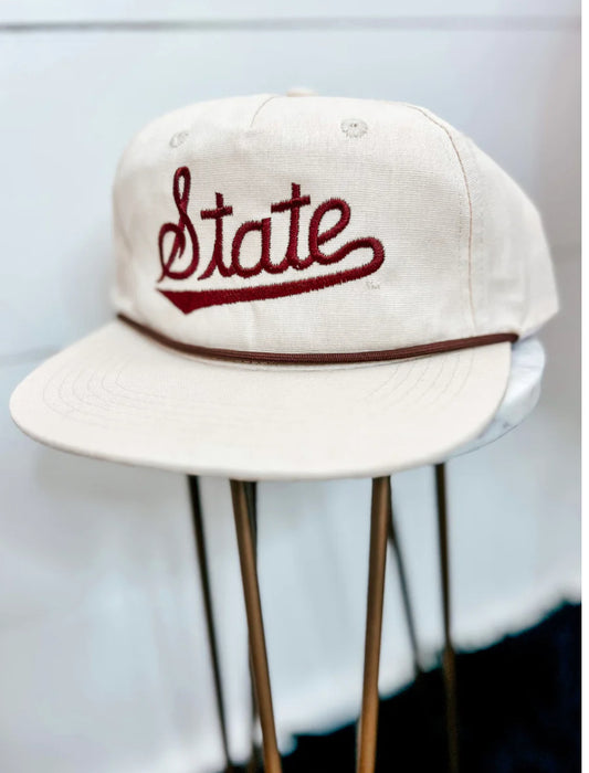 Cream State Script Rope Hat