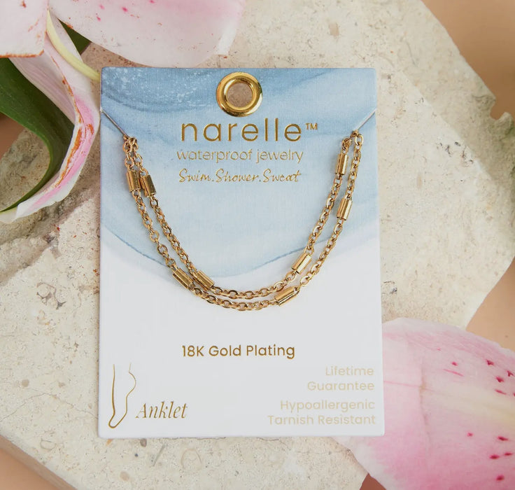 Waterproof Gold Dainty Bar Anklet