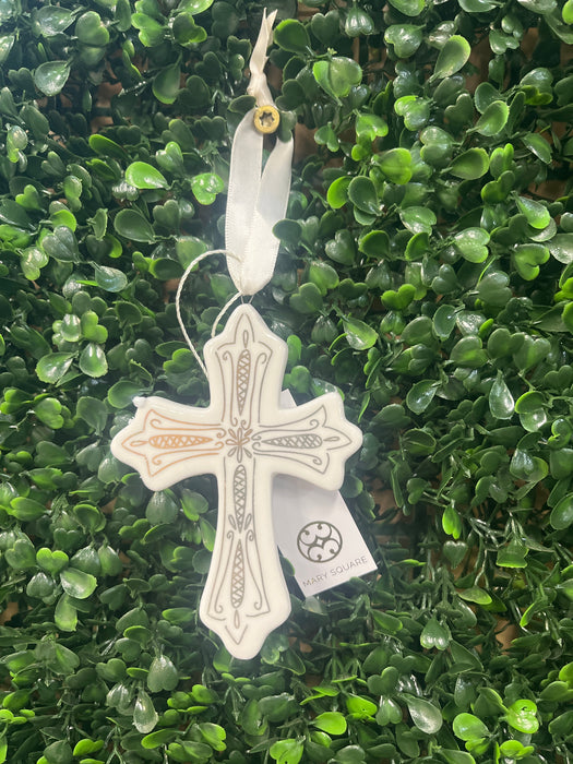Gold & White Cross Ornament
