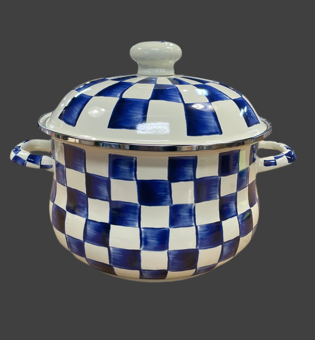 Blue & White Checkered Stock Pot