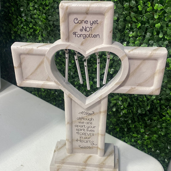 Resin Memorial Cross with Wind Chime