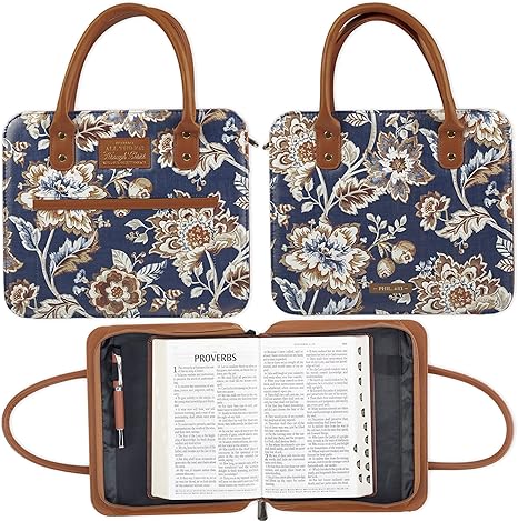 I Can Do All Things Toffee-brown and Navy Purse-style Bible Cover - Philippians 4:13