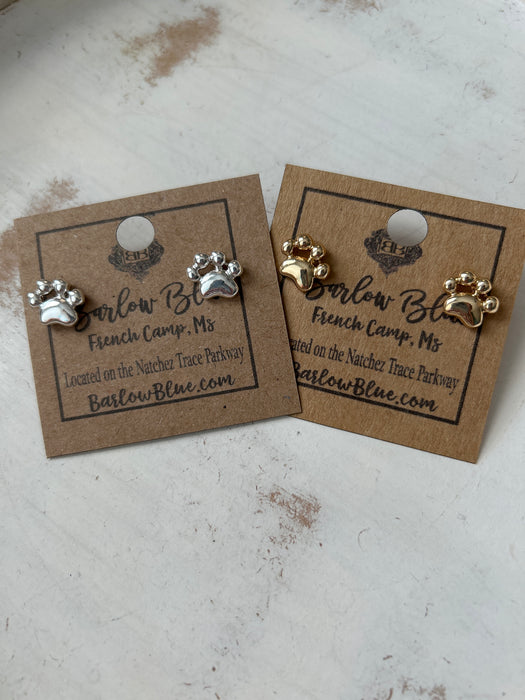 Dainty Game Day Pawprint Studs- Available in Silver & Gold