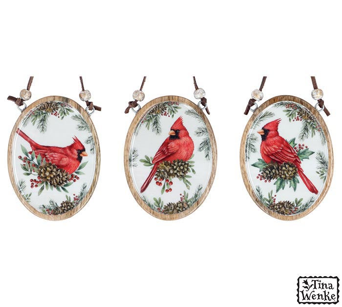 Cardinal Mango Wood Ornaments- 3 Styles!