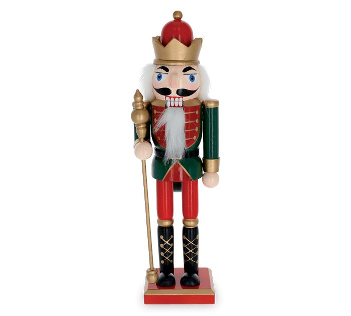 12" Wooden Nutcracker Holding Staff