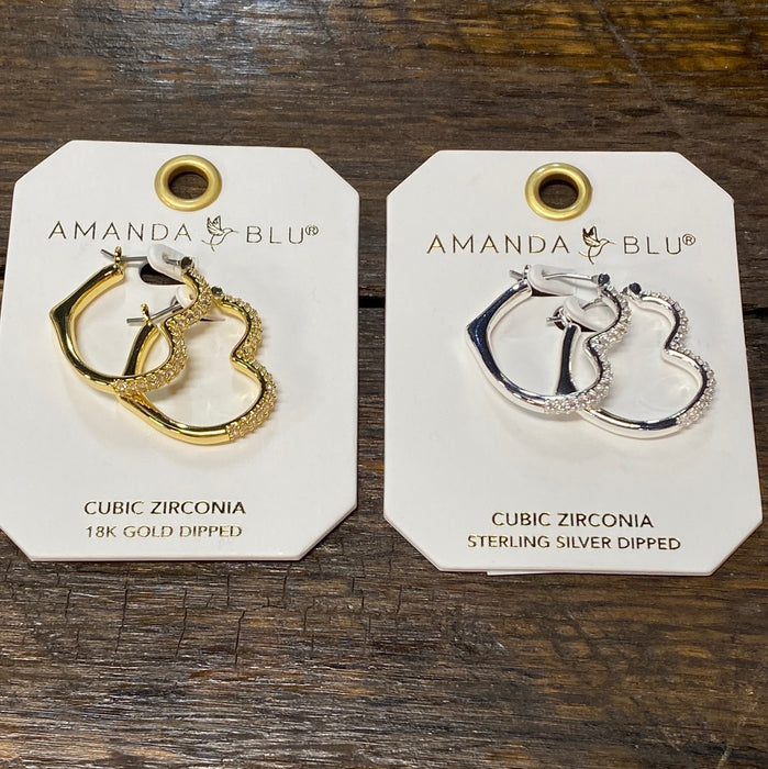 CZ Heart Hoop Earrings - 2 Colors!