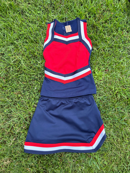 Girls Varsity Style Cheer Suits. If you don't see the size/color you need please message us. We may be able to get it! We can do any school or team. PRICE INCLUDES TEAM CUSTOMIZATIONS.