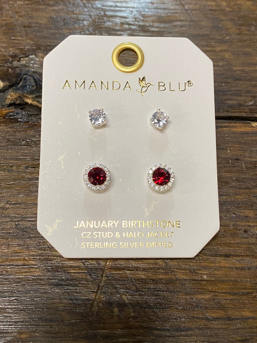 Birthstone Halo Stud Earrings