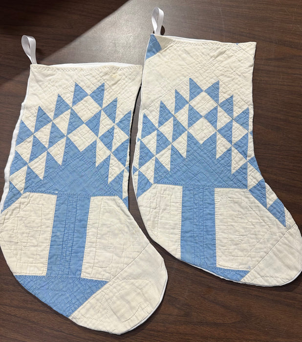 Quilted Stockings with Vintage Table Cloth Backs - 8 Styles! (Personalization Can Be Added for an Additional $10!)
