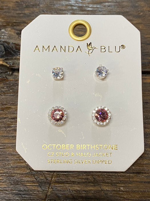 Birthstone Halo Stud Earrings
