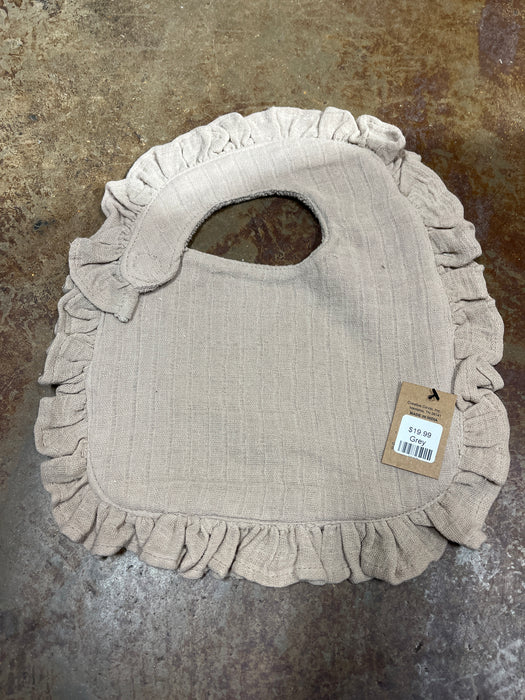 Cotton Double Cloth Baby Bib w/ Terry Back & Ruffles, 6 Colors
