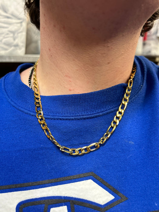 7mm Gold Stainless Steel Fiagro Men’s Chain Necklace - 2 Lengths!