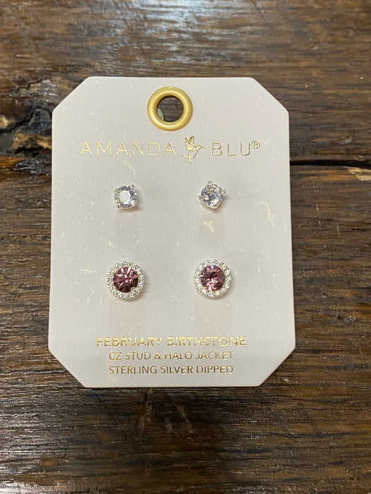 Birthstone Halo Stud Earrings