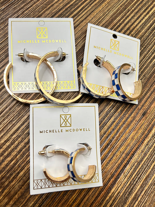 Blue, White, & Gold Checkered Sunny Hoops- Perfect For Game Day To Show Your School Spirit!!