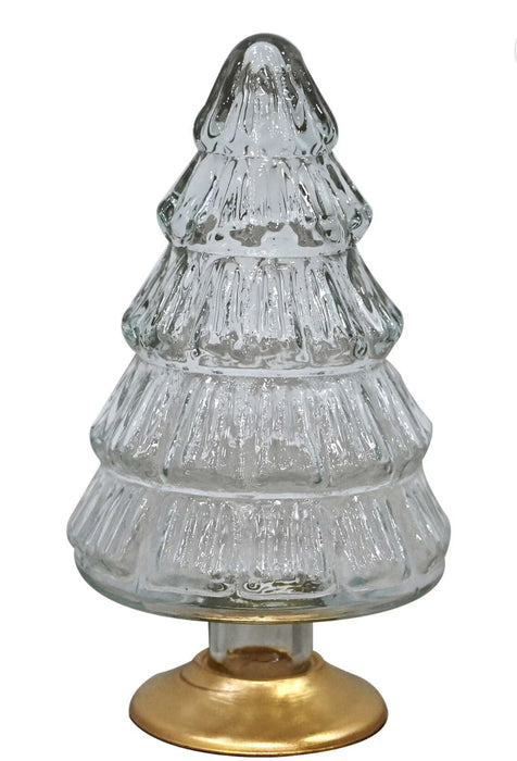 7" Clear & Gold Glass Christmas Tree