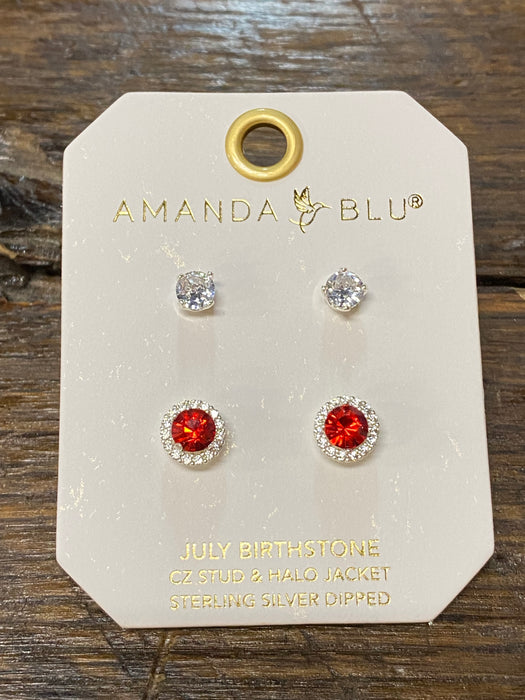 Birthstone Halo Stud Earrings