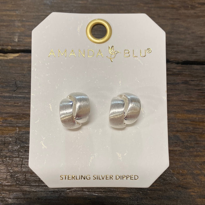 Silver Audrey Matte Interlocking Huggie Earrings