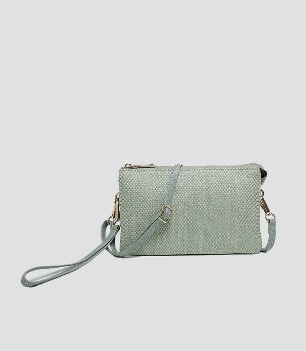 Light Teal Riley Micro Straw Crossbody/Wristlet