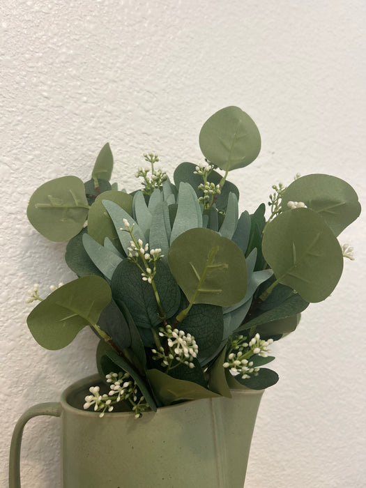 Dark Green Leaves & White Floral Buds Greenery Artificial Bundle