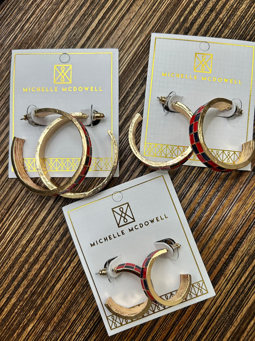 Blue, Red, & Gold Checkered Sunny Hoops- Perfect For Game Day To Show Your School Spirit!!