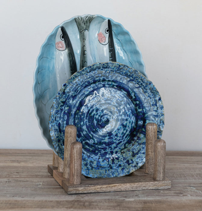 Mango Wood Plate Stand