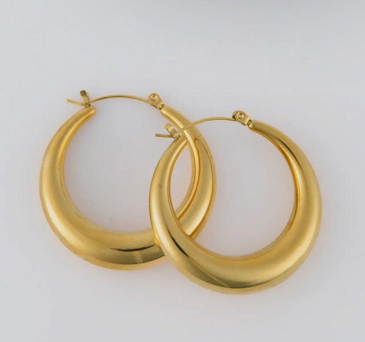 Waterproof Gold Round Hoop Earrings