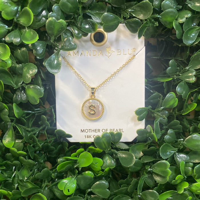 Mother of Pearl Initial Necklace