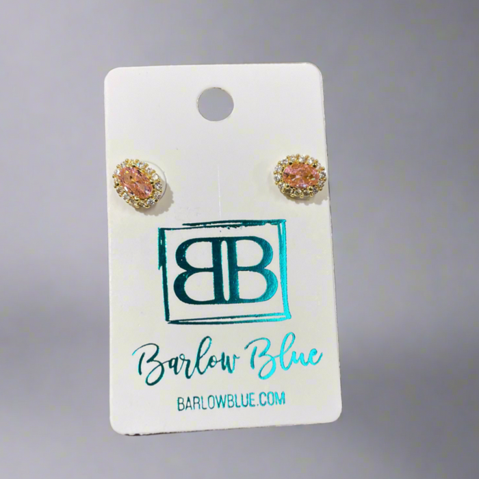 Pink Stone Stud Earrings