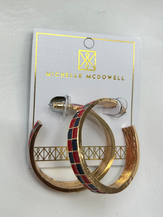 Blue, Red, & Gold Checkered Sunny Hoops- Perfect For Game Day To Show Your School Spirit!!