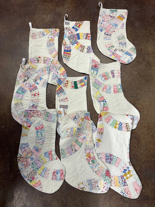 Quilted Stockings with Vintage Table Cloth Backs - 8 Styles! (Personalization Can Be Added for an Additional $10!)