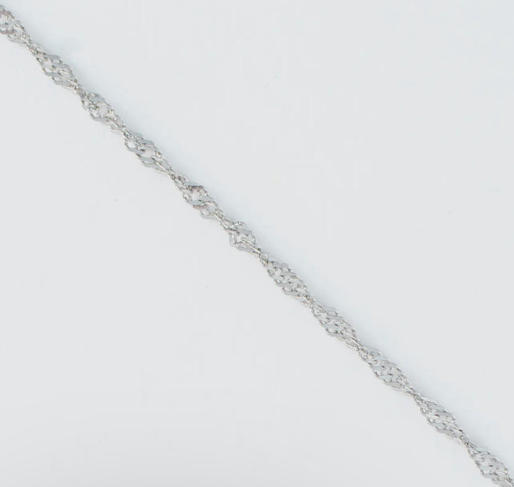 Waterproof Silver 16” Twisted Chain Necklace