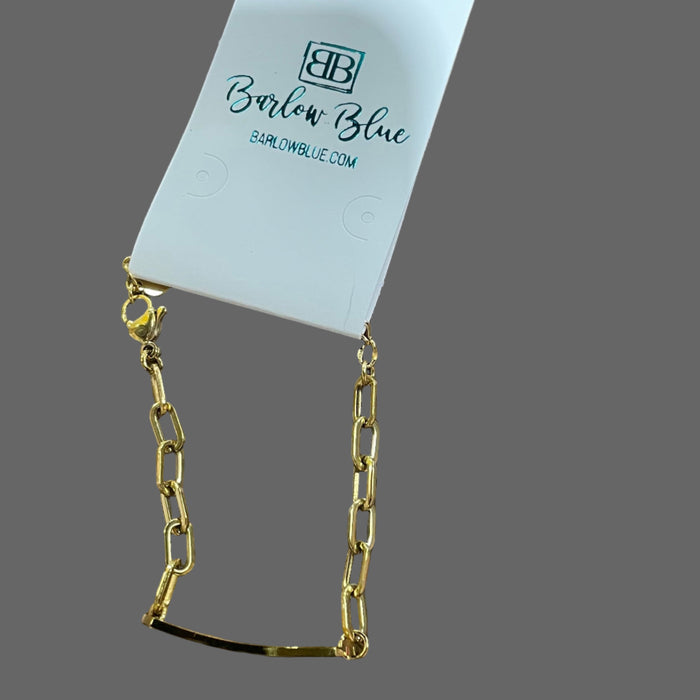 Chunky Gold Chain Link Bracelet with ID Bar