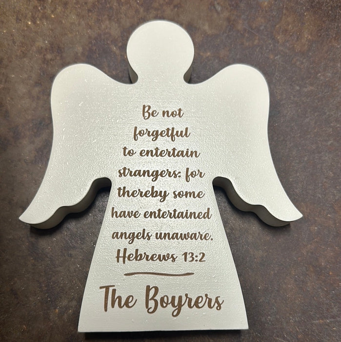 Wooden Angel. Comes Blank.  Can be personalized to say whatever you want.