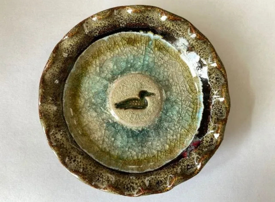 Pottery Trinket Dish with Duck