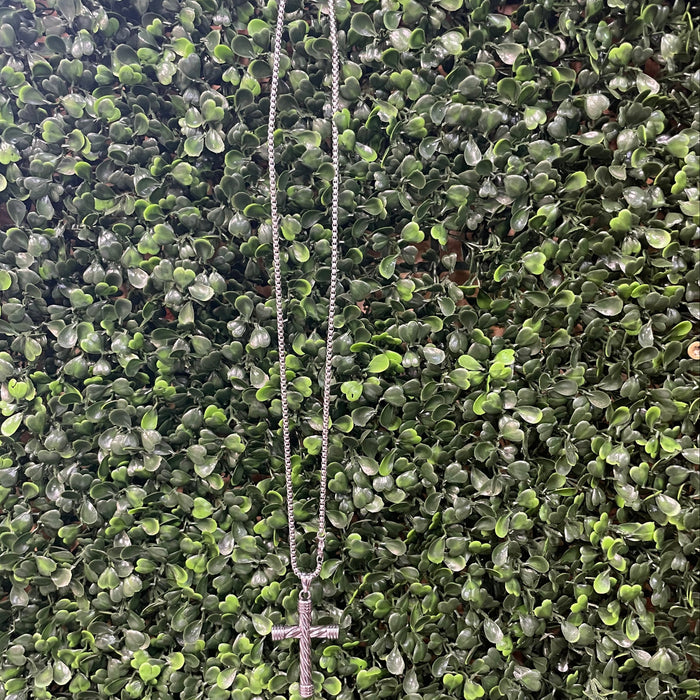 Sterling Silver Cross Pendant on Rope Chain