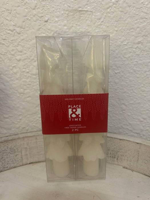 5.6in Christmas Tree Shaped Taper Candles- Pack of 2!