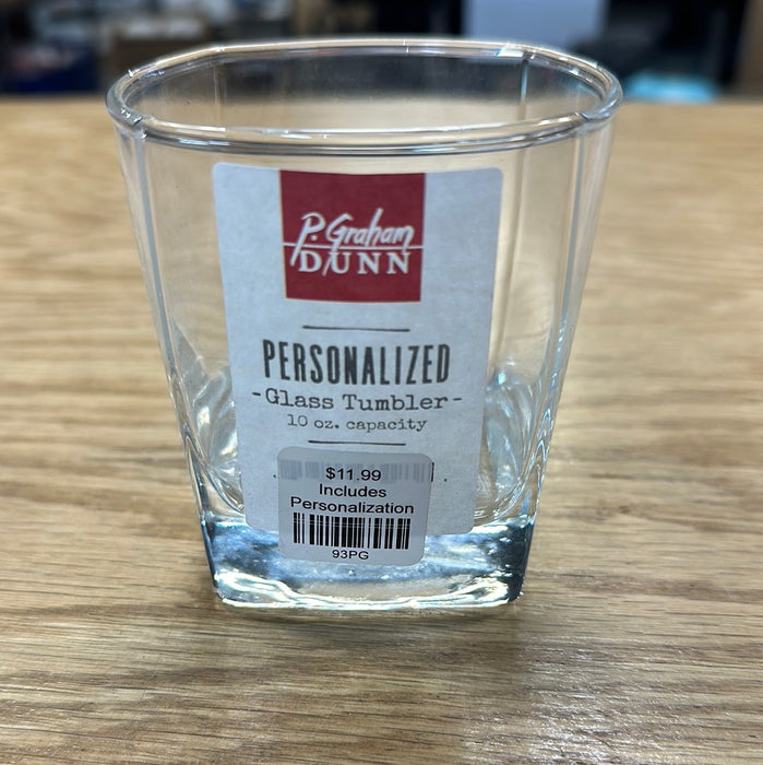 Glass Tumbler 10oz. Can be personalized. Personalization not included.